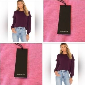 Monrow Pink Ruffled Long Sleeve Sweatshirt